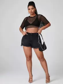SHEIN SXY Plus Crop Top din plasă fără sutien