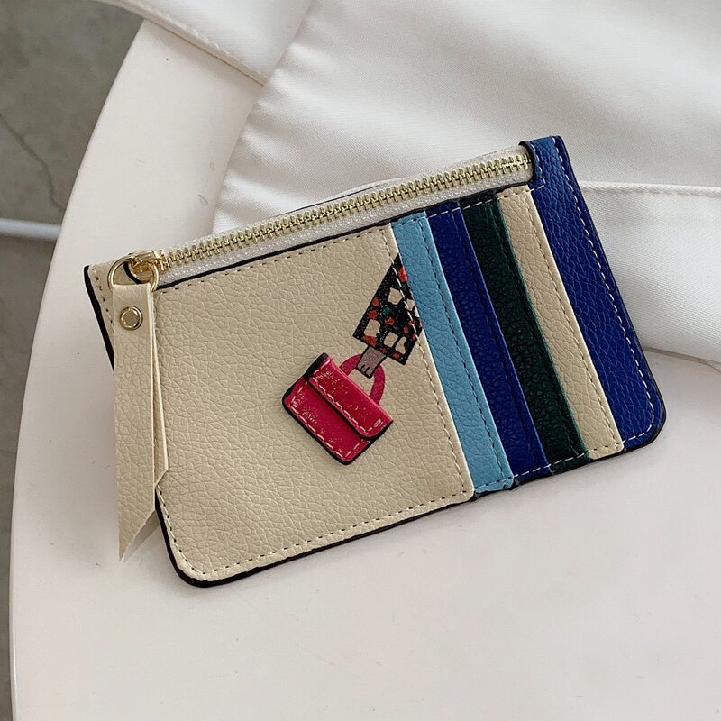

Color Block Card Holder, Beige