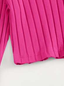 Muchica Top de canalé con botón delantero escote V - Rosa Fucsia - Ver 3