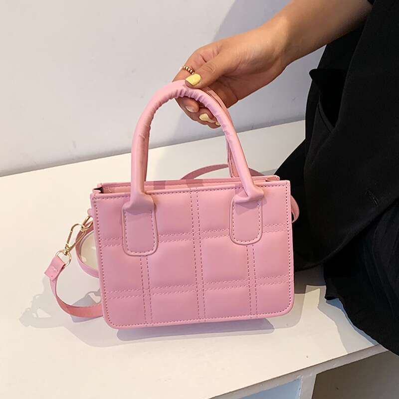 

Stitch Detail Double Handle Satchel Bag, Pink