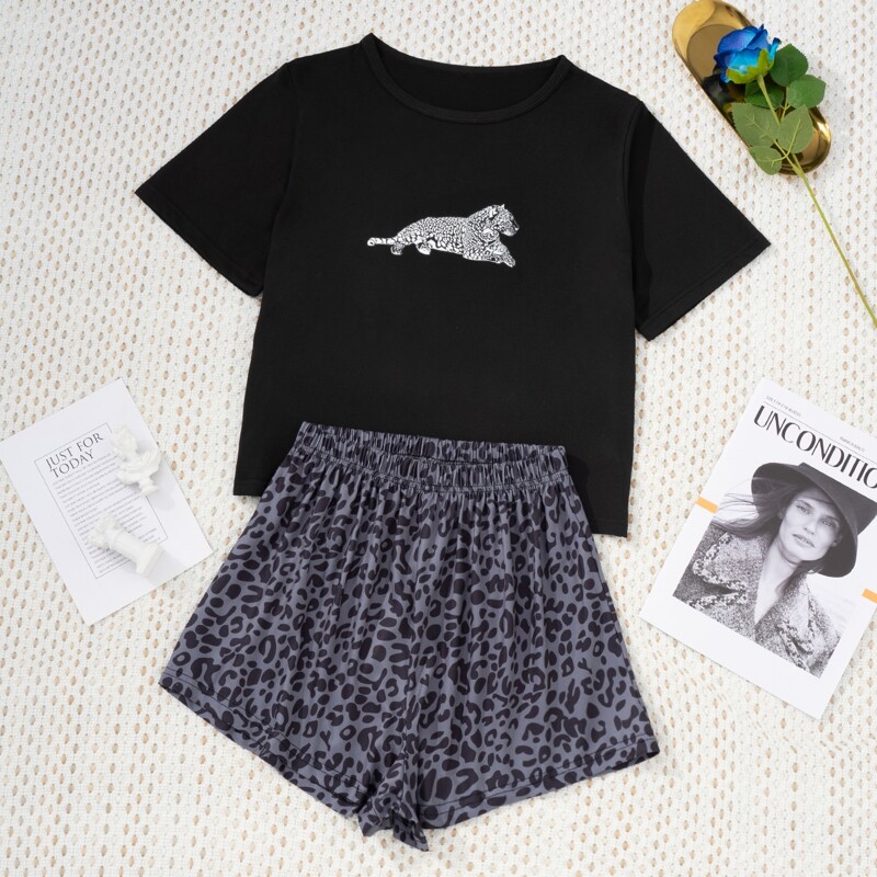 

Leopard & Animal Print PJ Set, Multicolor