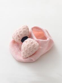 1 Paar Baby Socken mit Schleife Dekor & 1 Stück Haarband - Pink - Übersicht 2