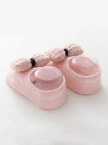 1 Paar Baby Socken mit Schleife Dekor & 1 Stück Haarband - Pink - Übersicht 3