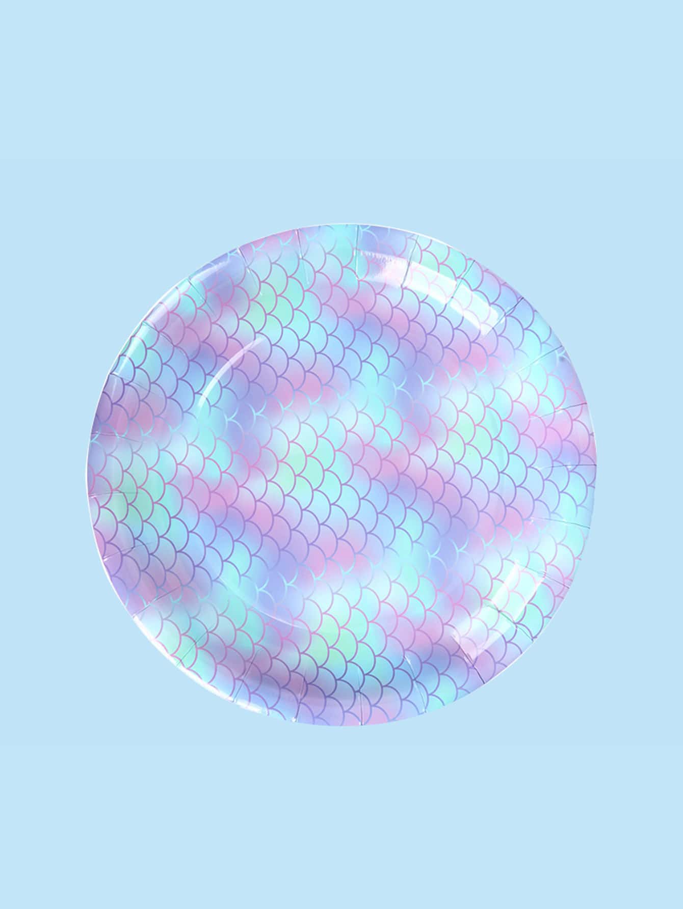 8入組魚鱗圖案一次性盤子 - 彩色 - 查看 1