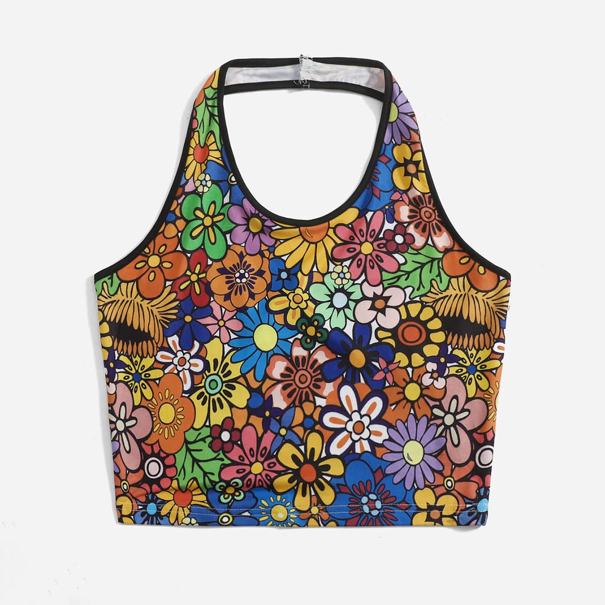 

Heart Print Ringer Halter Top, Multicolor