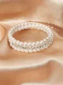 女孩人造珍珠裝飾手鐲