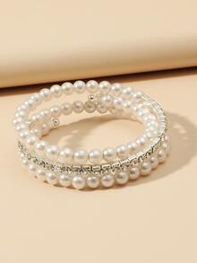 女孩人造珍珠裝飾手鐲