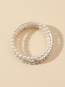 女孩人造珍珠裝飾手鐲