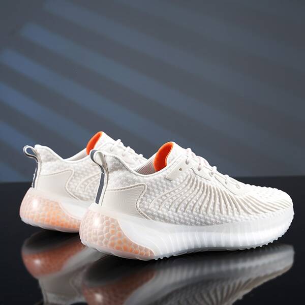 

Men Lace-up Front Knit Low-top Sneakers, Beige