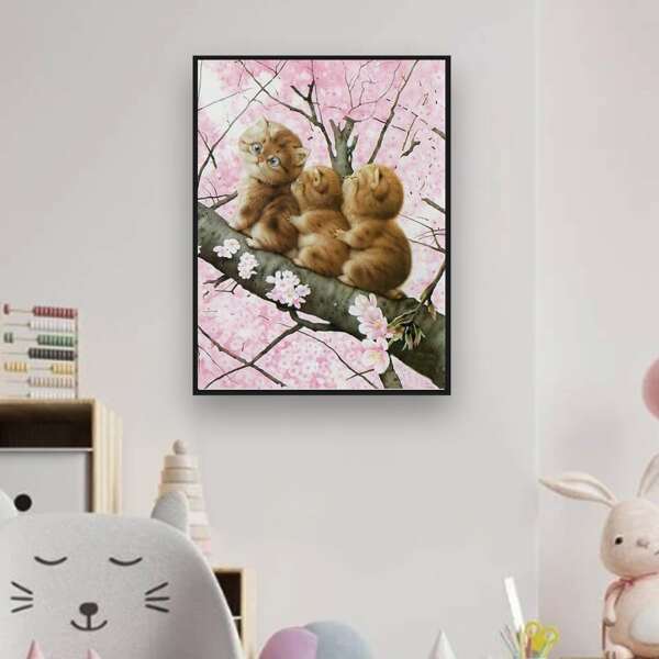 

Cat Print DIY Diamond Unframed Painting, Multicolor