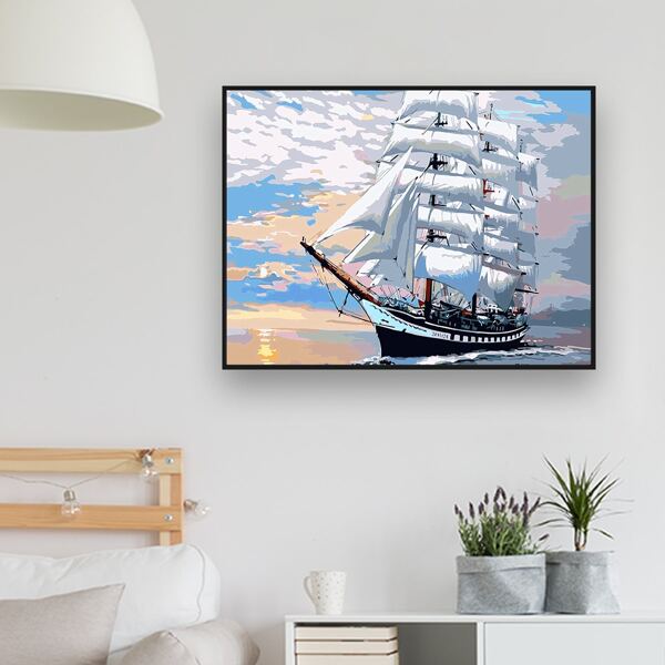 

Sailboat Print Diamond Painting Without Frame, Multicolor