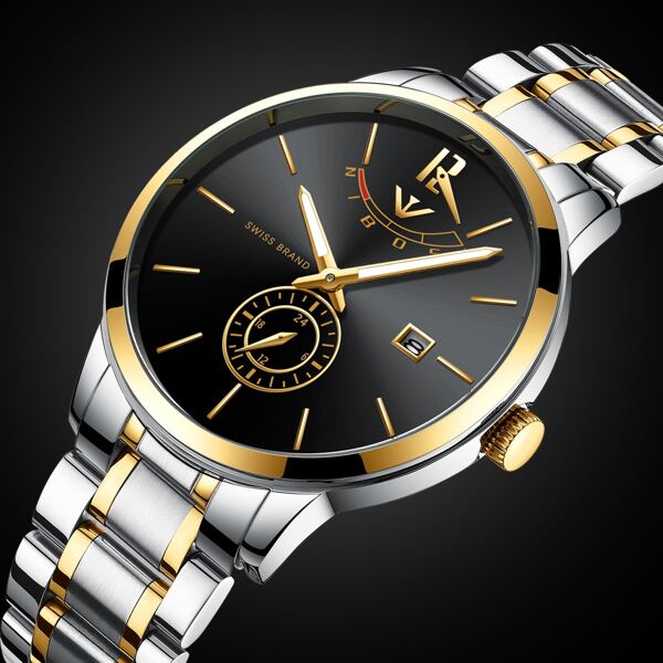 

Men Round Pointer Date Quartz Watch
