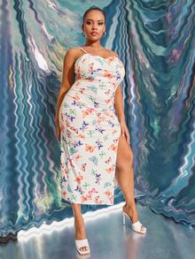 SHEIN Vestidos Tallas Grandes Drapeado Animal Sexy - Multicolor - Ver 5