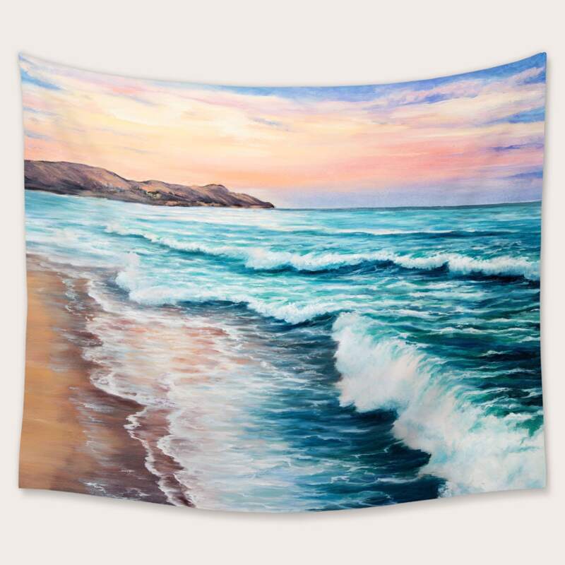 

Sea Wave Pattern Tapestry, Multicolor