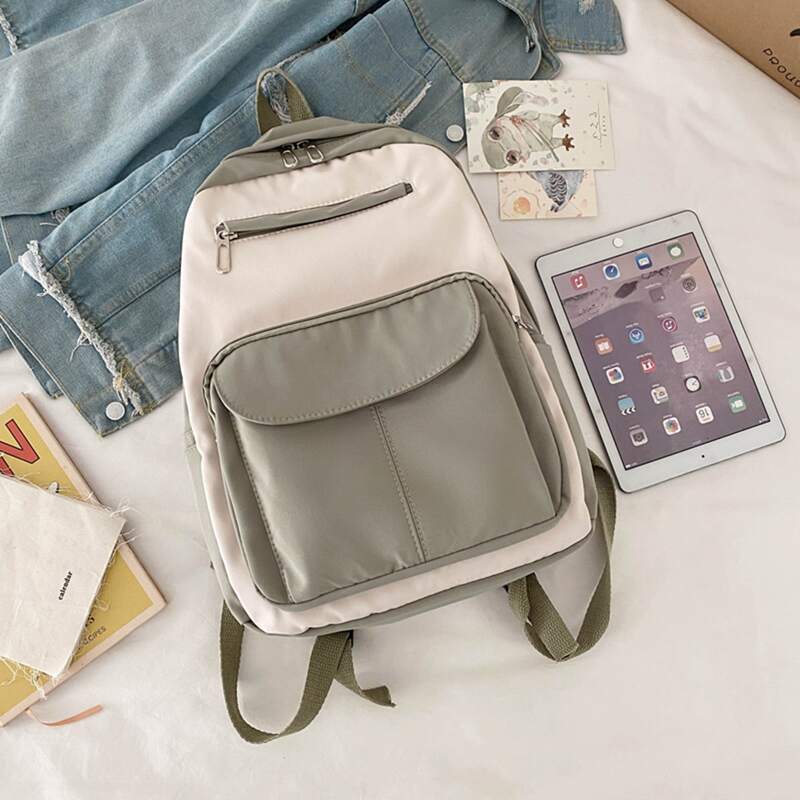 

Two Tone Pocket Front Backpack, Green