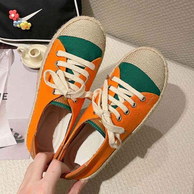 

Color Block Canvas Shoes, Orange