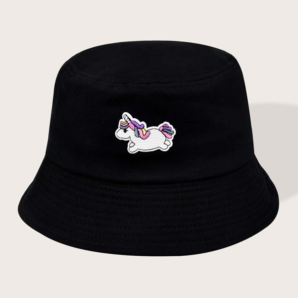 

Embroidery Bucket Hat, Black