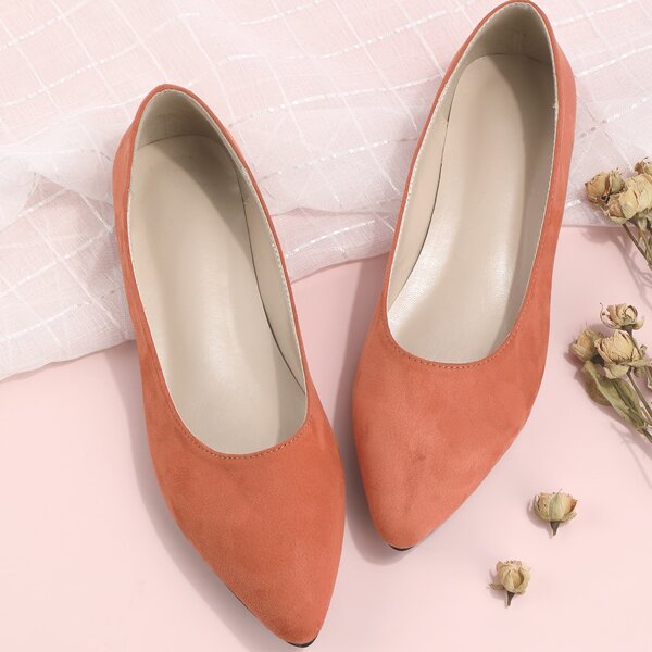 

Point Toe Ballet Flats, Orange