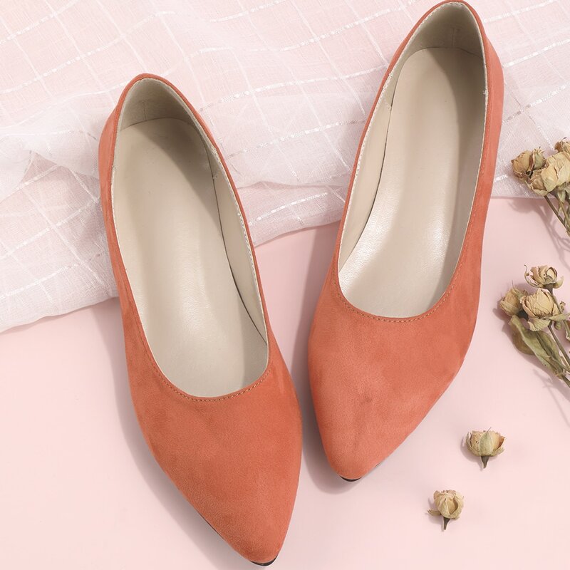 

Point Toe Ballet Flats, Orange