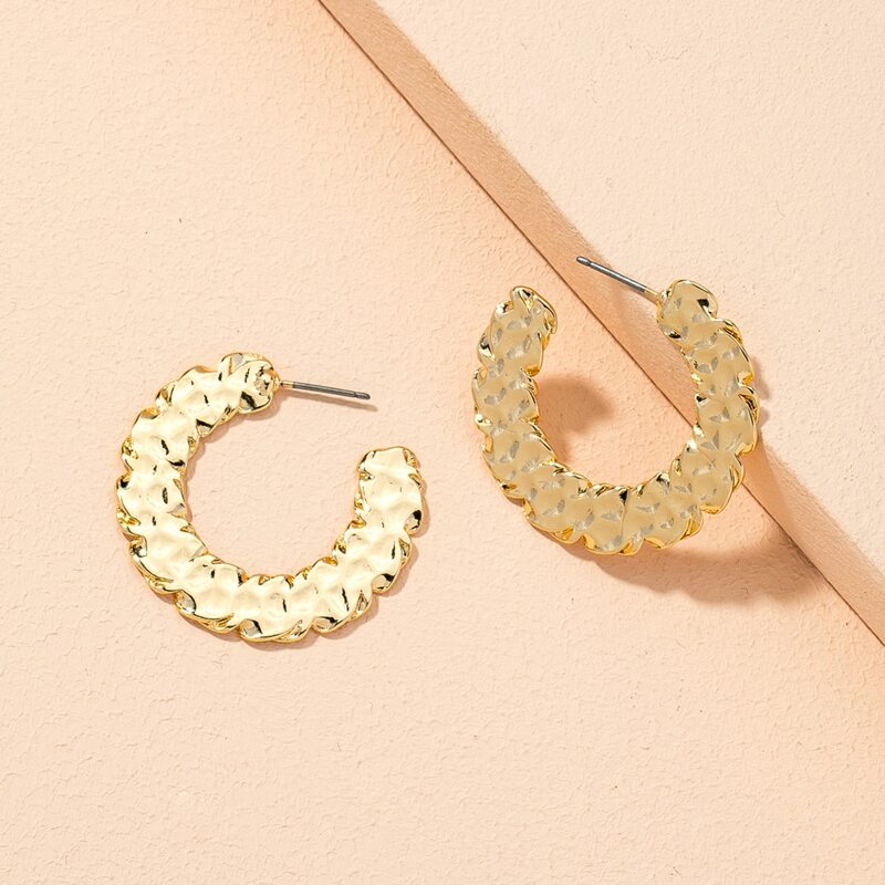 

Textured Hoop Earrings, Gold