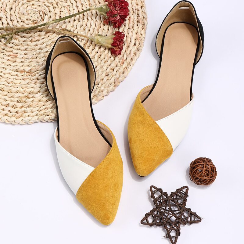 

Color Block Point Toe Flats, Multicolor
