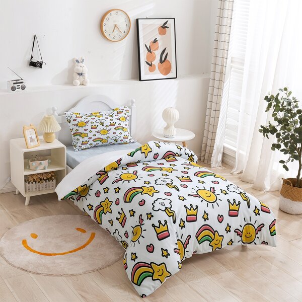 

Cartoon Graphic Kids Duvet Cover Set Without Filler, Multicolor
