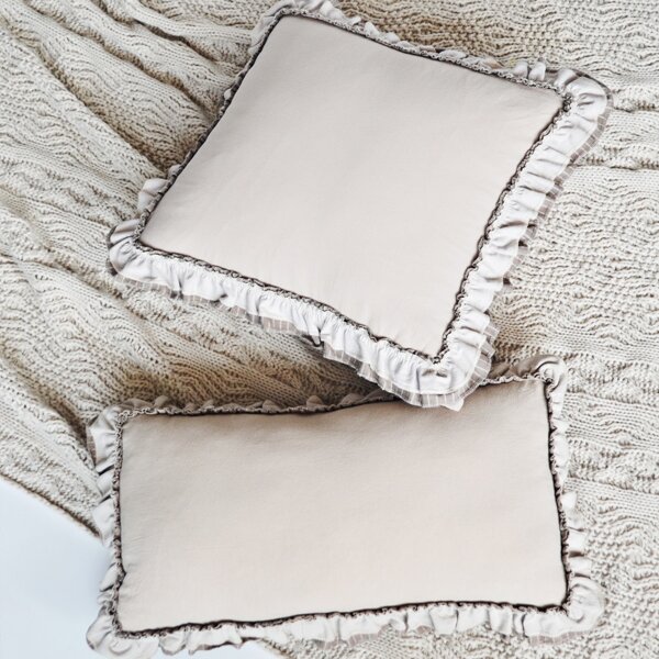 

1pc Ruffle Rim Cushion Cover Without Filler, Khaki