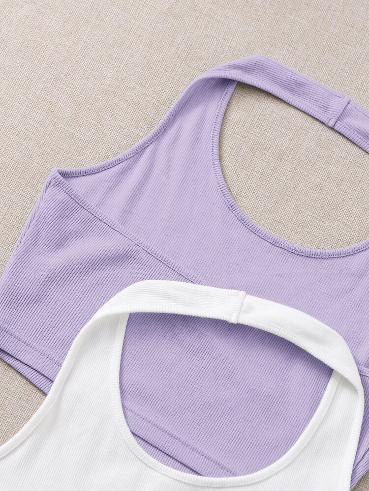 Muchica 2 Packs Women Solid Color Halter Top - Multicolor - View 3