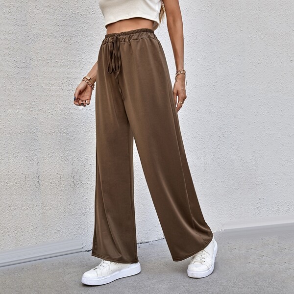 

Knot Waist Wide Leg Pants, Mocha brown