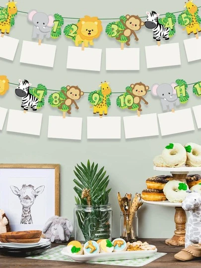 1set Cartoon Animal Party Banner