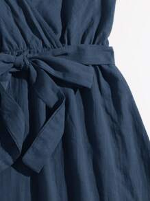 SHEIN Self Belted Cami Dress - Navy Blue - View 4