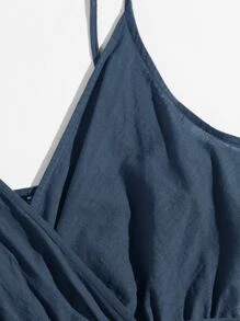 SHEIN Self Belted Cami Dress - Navy Blue - View 5