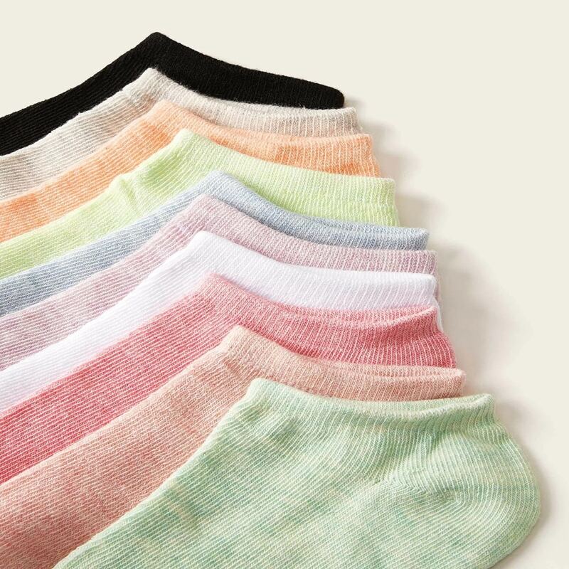 

10pairs Solid Ankle Socks, Multicolor