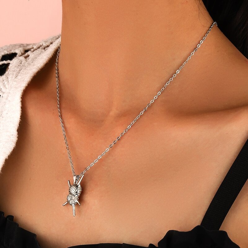 

Metal Pendant Chain Necklace, White