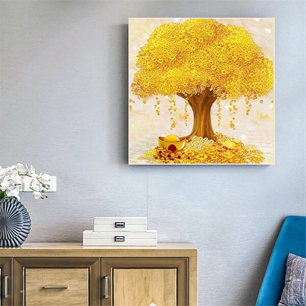 

Golden Tree Print Diamond Painting Without Frame, Multicolor