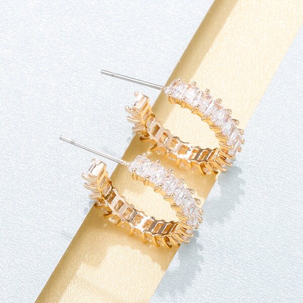 

Zircon Decor Earrings, Gold