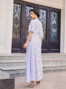 SHEIN Mesh Galaxy Print Dress - Baby Blue - View 2