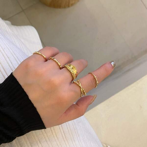 

5pcs Alloy Ring, Gold
