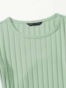 SHEIN EZwear Vestido ajustado con fruncido lateral con cordón - verde menta - Ver 5