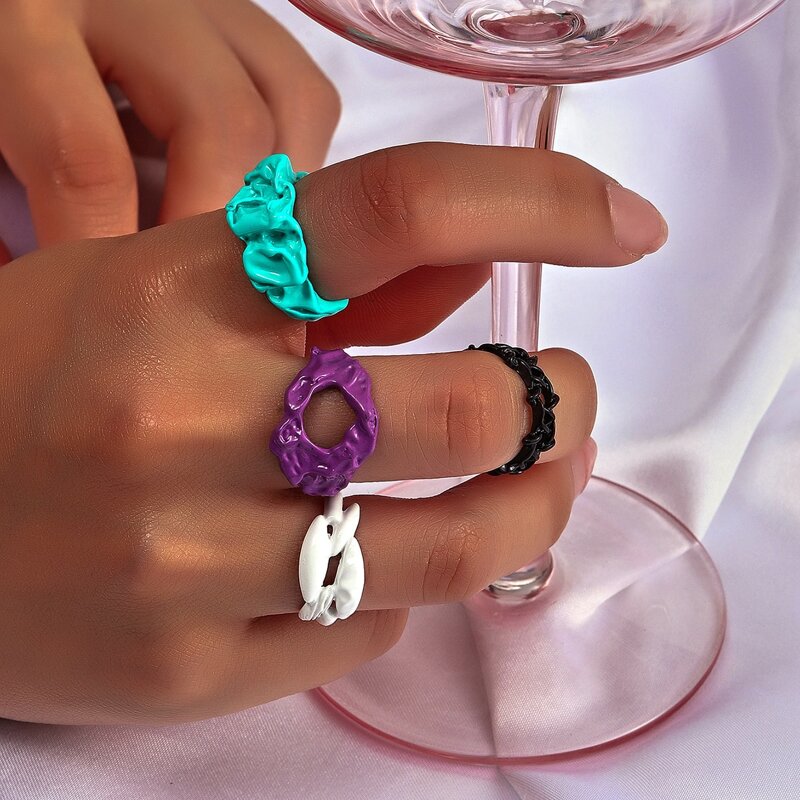 

4pcs Hollow Out Ring, Multicolor