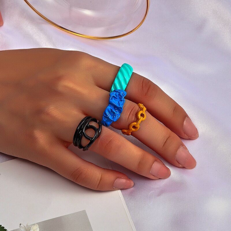 

4pcs Hollow Out Ring, Multicolor