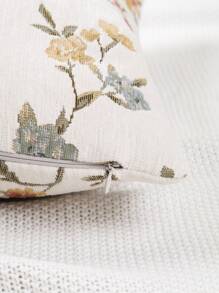 1pc Jacquard Flower Cushion Cover Without Filler - Multicolor - View 2