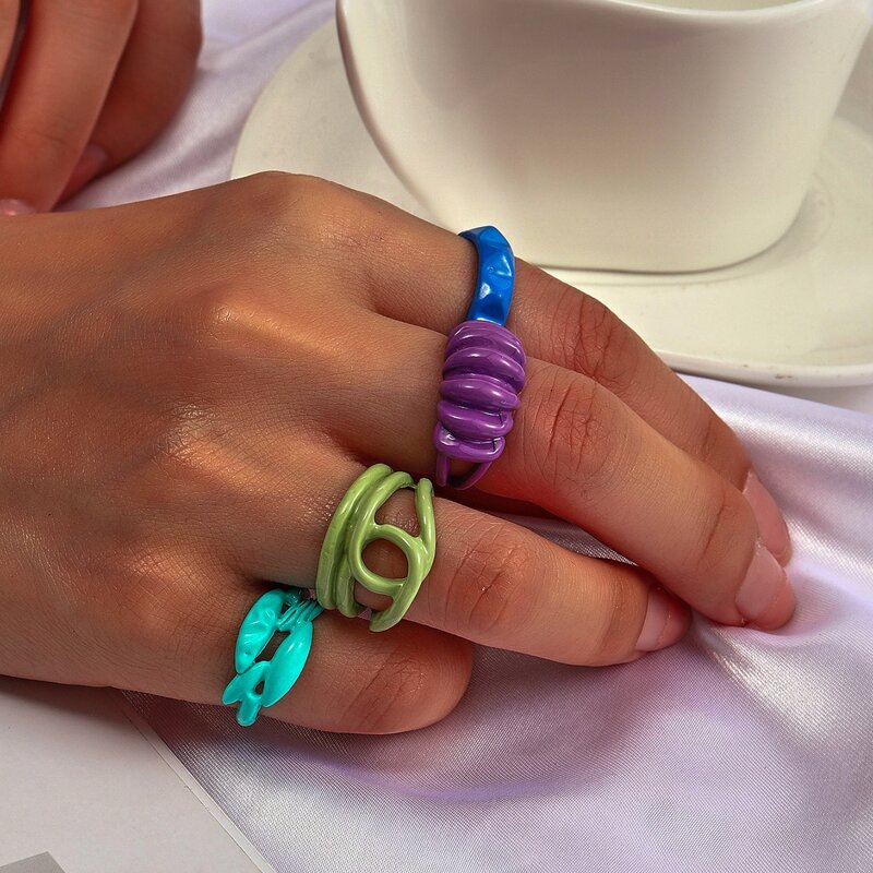 

4pcs Hollow Out Ring, Multicolor