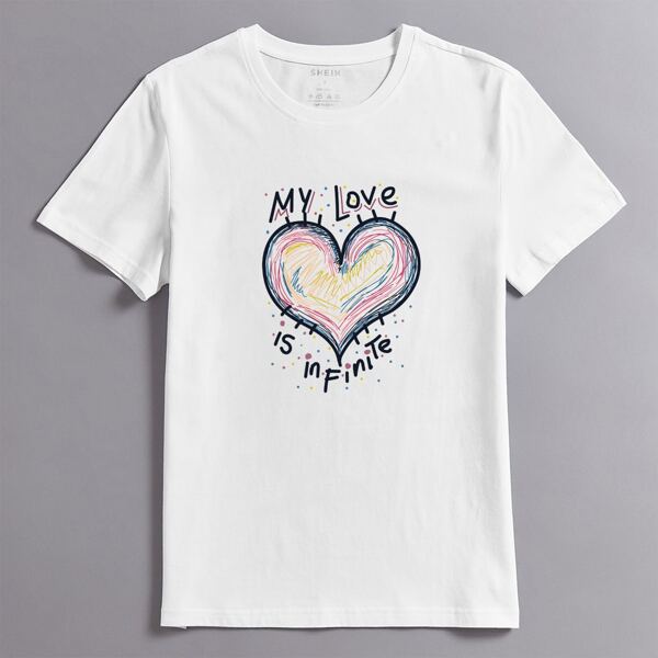 

Heart & Slogan Graphic Tee, White