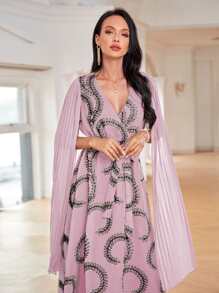 Al Najma 派對腰帶 百褶 交叉植物土耳其長衫&阿拉伯傳統長衫 - 粉色 - 查看 3