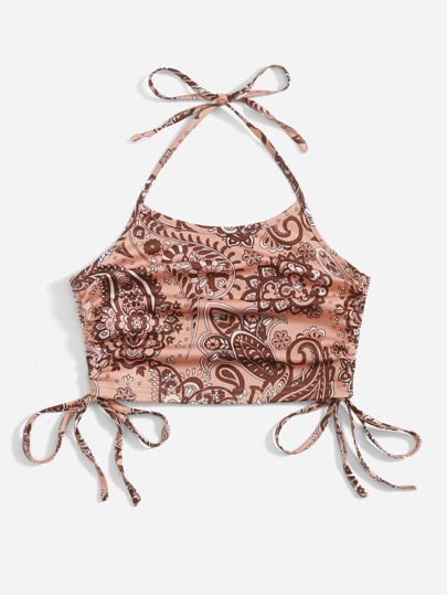 Top con nodo con stampa funghi