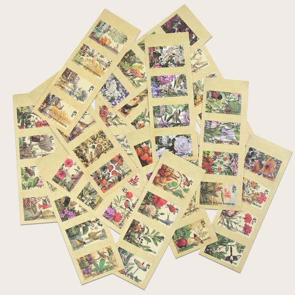 

1pack Plant Print Random Vintage Sticker, Multicolor