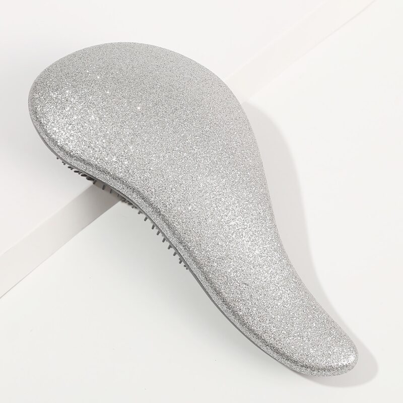 

1pc Glitter Hair Brush, Silver