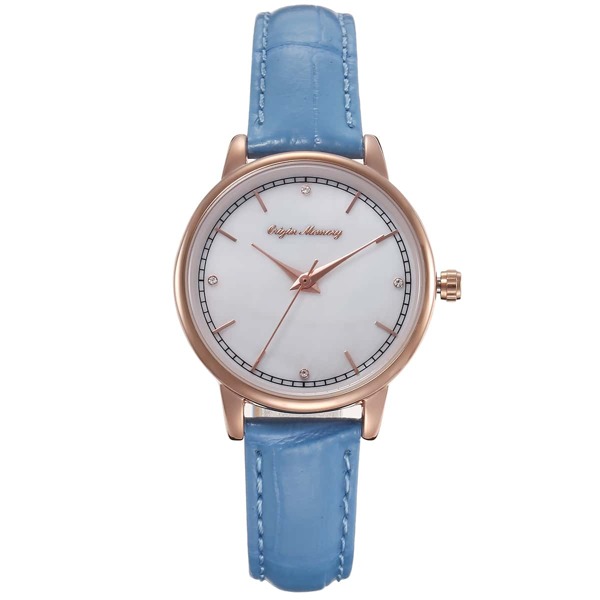 

Rhinestone Decor Round Pointer Quartz Watch