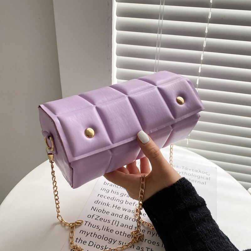 

Geo Design Chain Crossbody Bag, Purple